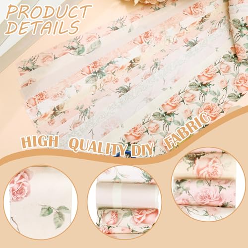 Hosuly HOSULY-JELLY ROLL-01 40 Pcs Floral Fabric Patchwork Roll Vintage Rose Quilting Fabric Roll Up Spring Fabric Quilting Strips 2.55 Inch Precut Patchwork Roll thumb #4