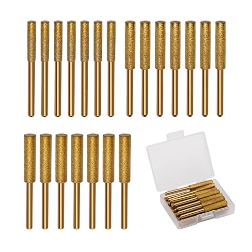 Coolrunner 21 PCS Diamond Chainsaw Sharpener Chainsaw Diamond Sharpener in 3 Size Diamond Chainsaw Sharpener Burr, Polishing Grinding Tool for Electric Chain Saw, Stone Carvings(4mm, 4.8mm, 5.5mm)