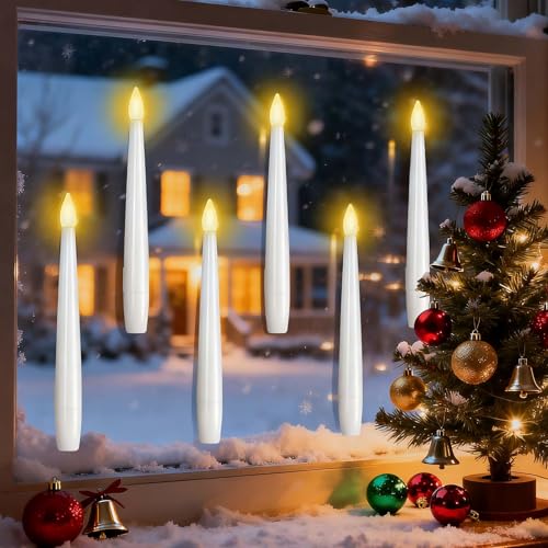 MozkeTo19 6PCS Weihnachts-LED-Fensterkerze, Fensterkerze mit...