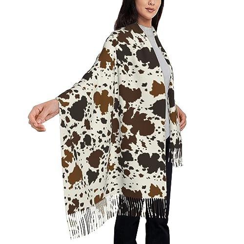 Cow Print Shawl Wraps with Tassel Soft Fashion Warm Scarves for Women