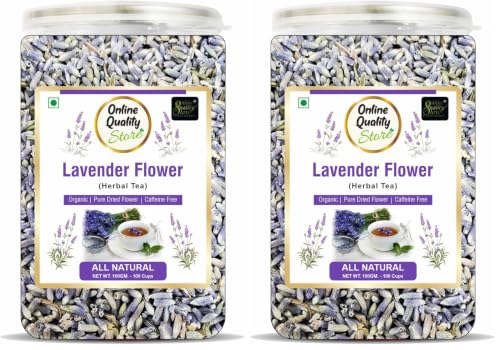Image of Online Quality Store Lavender Flower Tea 100g | Sun Dried Lavender Flowers Herbal Tea | Stress Relief | Iced Tea (Pack of 2)