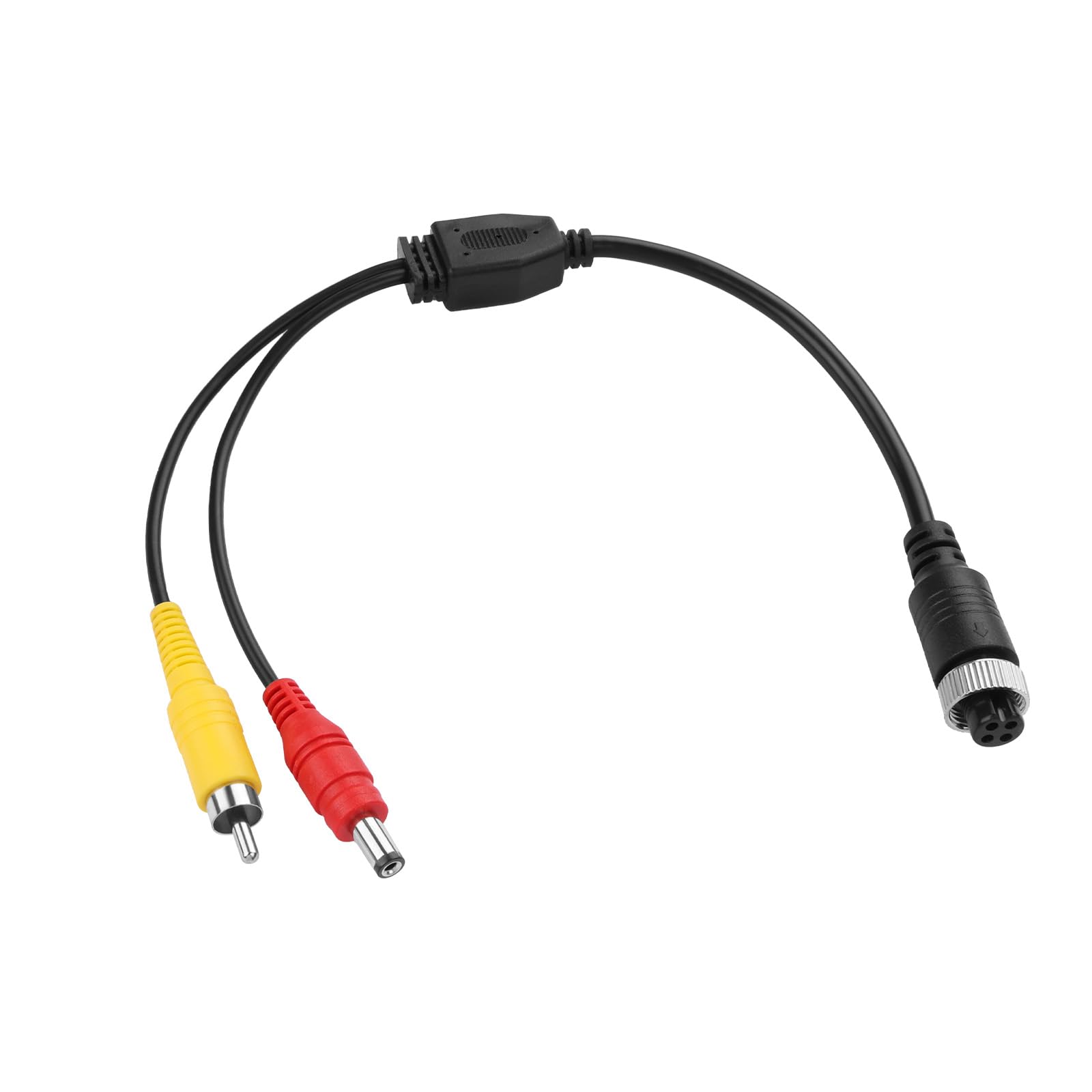 4-pinowy adapter AV DC M12 do RCA, adapter do monitora/kamery (złącze męskie + 4-pinowe złącze lotniskowca, RCA+DC)