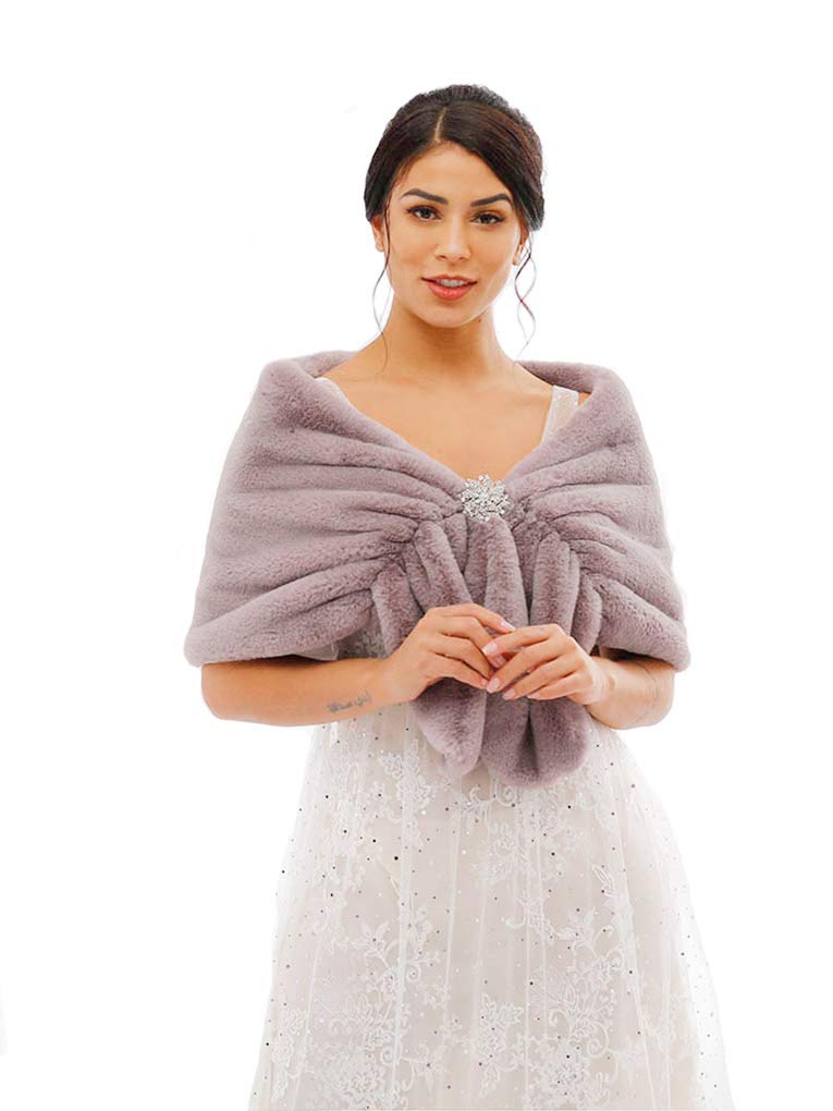 Women's Wedding Faux Fur Shawl and Wrap Bridal Fur Stole Fur Scarf for Bride and Bridesmaids