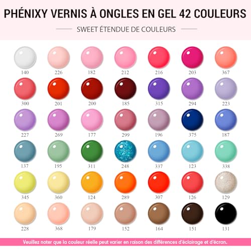 Vernis semi permanent Phoenixy coffret 42 couleurs gel UV manucure - 2