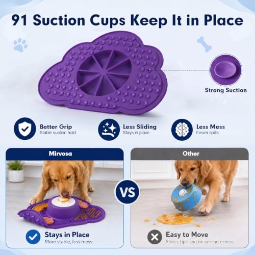 Image of Anti-Slip Slow Feeder Dog Bowl and Lick Mat with Rolling Ball