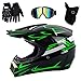 UIGJIOG Casque Moto Enfant,Casque de Cross pour Enfant Casque Downhill pour Enfants, avec Goggle/Gants/Masque,D. O. T Standard,pour BMX MTB Quad Enduro ATV Scooter,M,M(54~55cm)