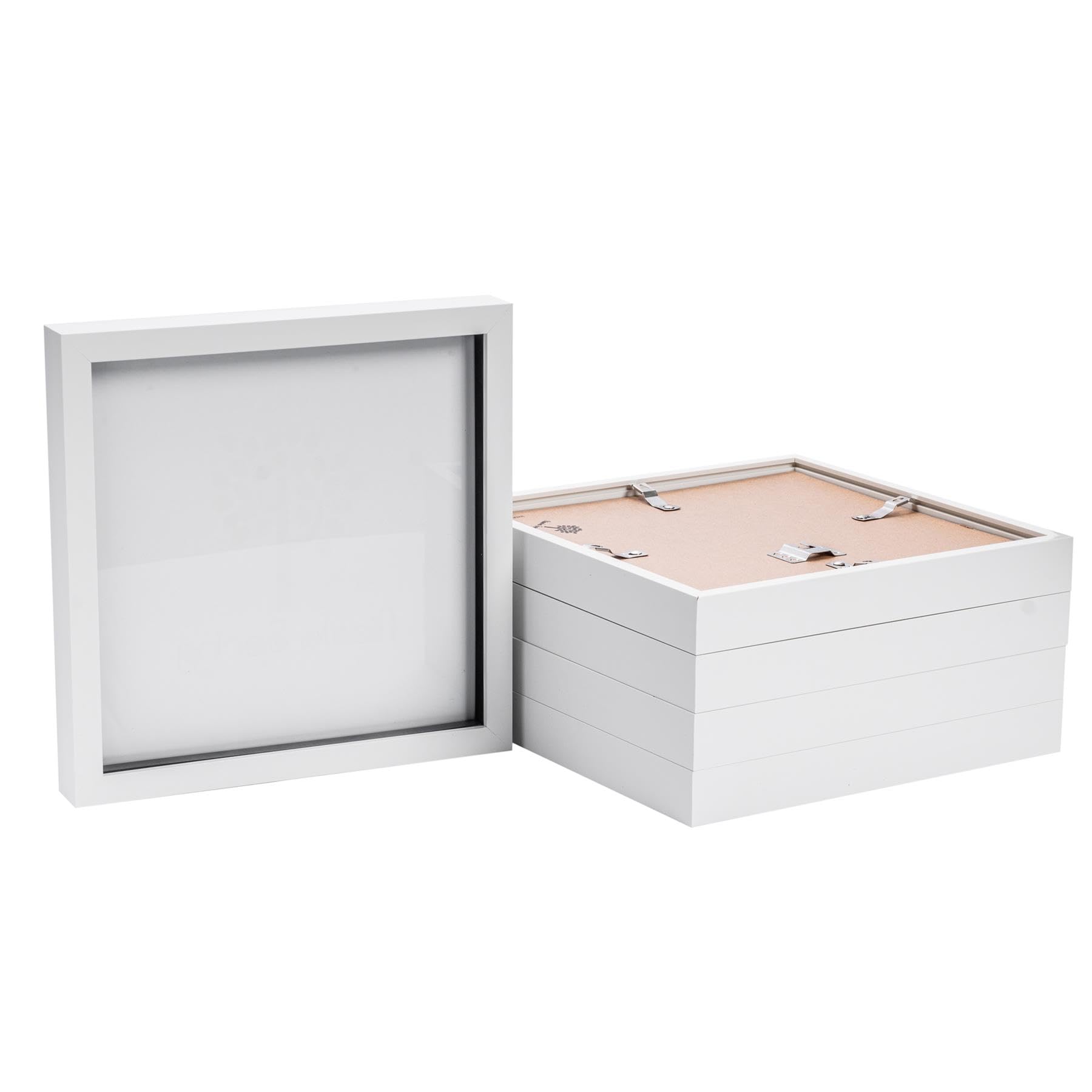 Nicola Spring 3D Shadow Box Photo Frames - 10 x 10 (25 x 25cm) - Pack of 5 - White 3D Photo Frame Picture Frame Box Memorabilia Display Case for Object, Crafts, Keepsakes, Wedding, Graduation