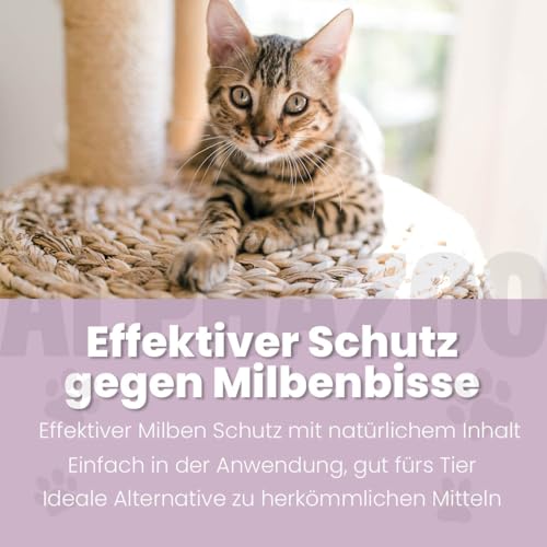 alphazoo Milbhunter Spot-On für Katzen 100 ml - mit Eukalyptusöl & Geraniol. Wirkt zuverlässig gegen Milben & pflegt die Haut. Natürlicher, alkoholfreier Milbenschutz für Katzen