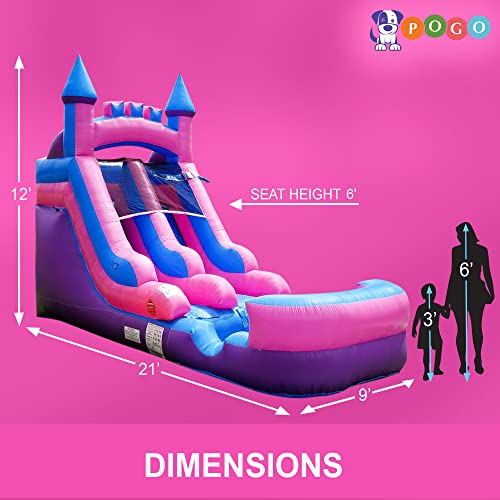 Inflatable Water Slides For Kids - Backyard Inflatable Water Slides With Splash Pool - Pink Princess Slide With Water Pool Complete With Blower, And Stakes - 21' X 9' - 12' Tall Slide #TOP3