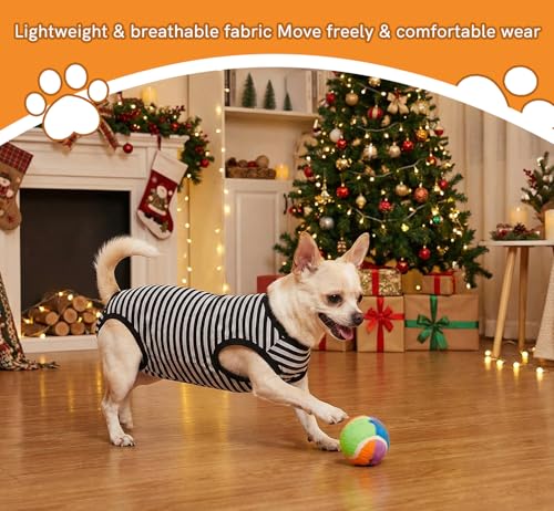 Image of Dog Surgery Recovery Suit Dogs Neuter Spay Female Male Protective Clothes,Black Striped 3XL