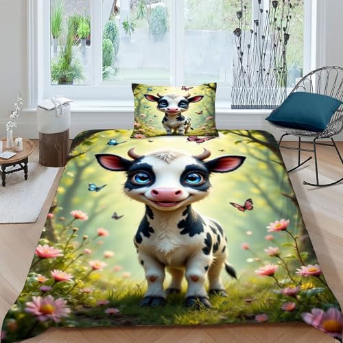 Housse de couette vache à fermeture éclair invisible et imprimé 3D - 3