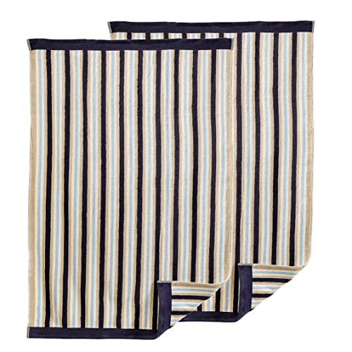 Superior Collection Luxurious Stripes Combed Cotton 2-Piece Bath Towel Set, Blue #TOP1