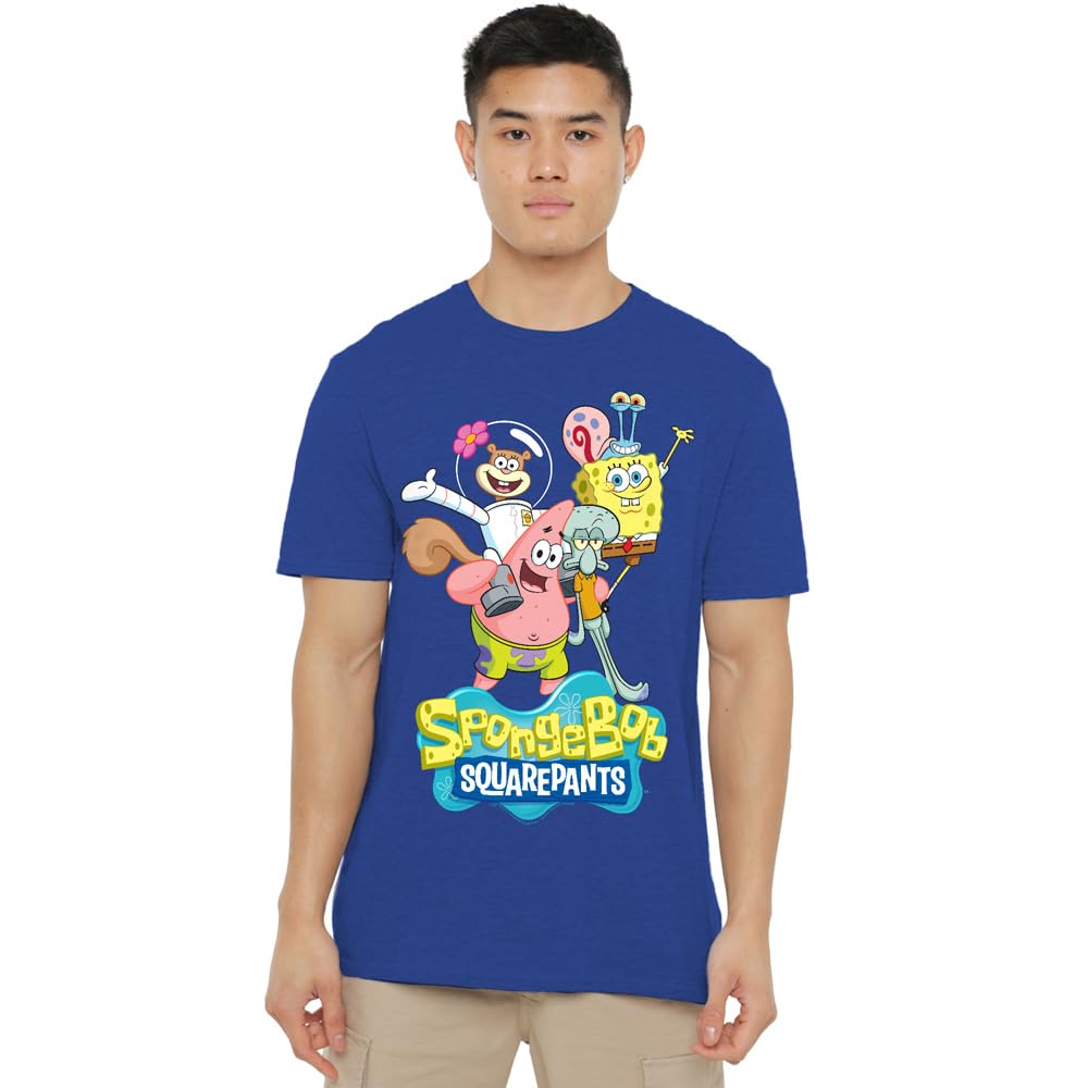 Spongebob Group Shot Unisex T Shirt, Royal Blue, Medium