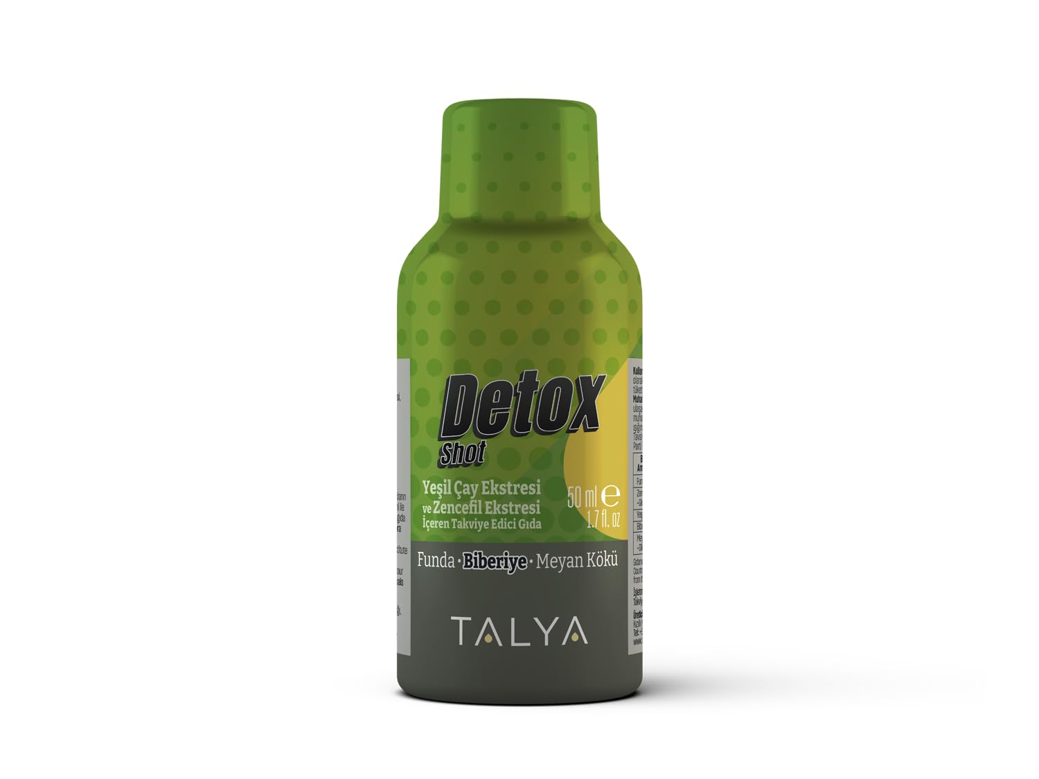 Talya Detox Shot Yeşilçay Ekstresi ve Zencefil Ekstresi İçeren Takviye Edici Gıda, 50 ml