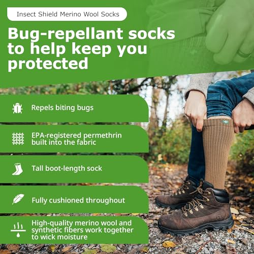 Merino Wool Hiking Socks, Stretchy and Comfortable Tall Boots Socks with Padding and Insect Protection2
