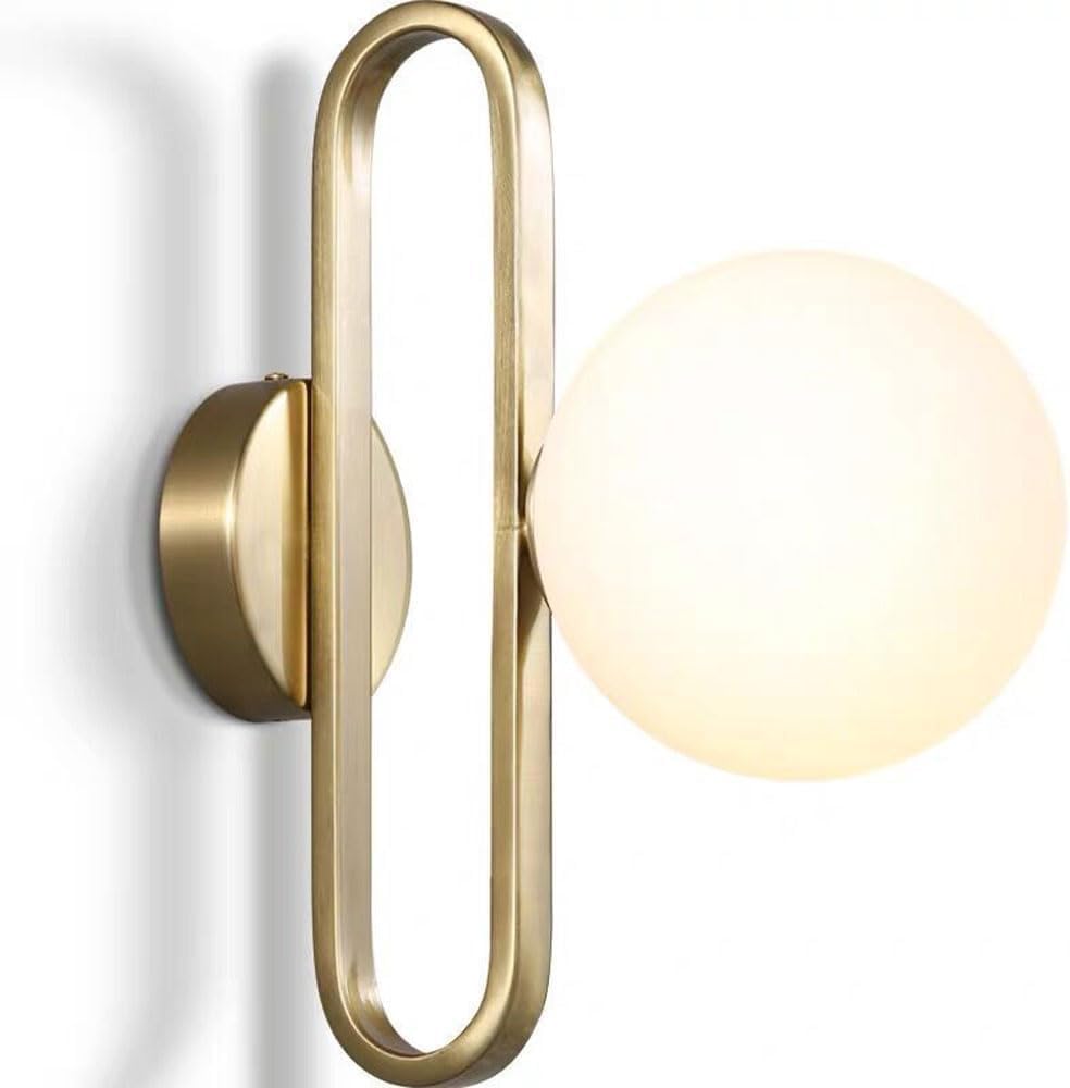 HYJAUSXB PostGlass Ball Bed Bedside Wall Lamp, Simple Metal Bracket E14 Light Bathroom Mirror Front Living Room, Pendant
