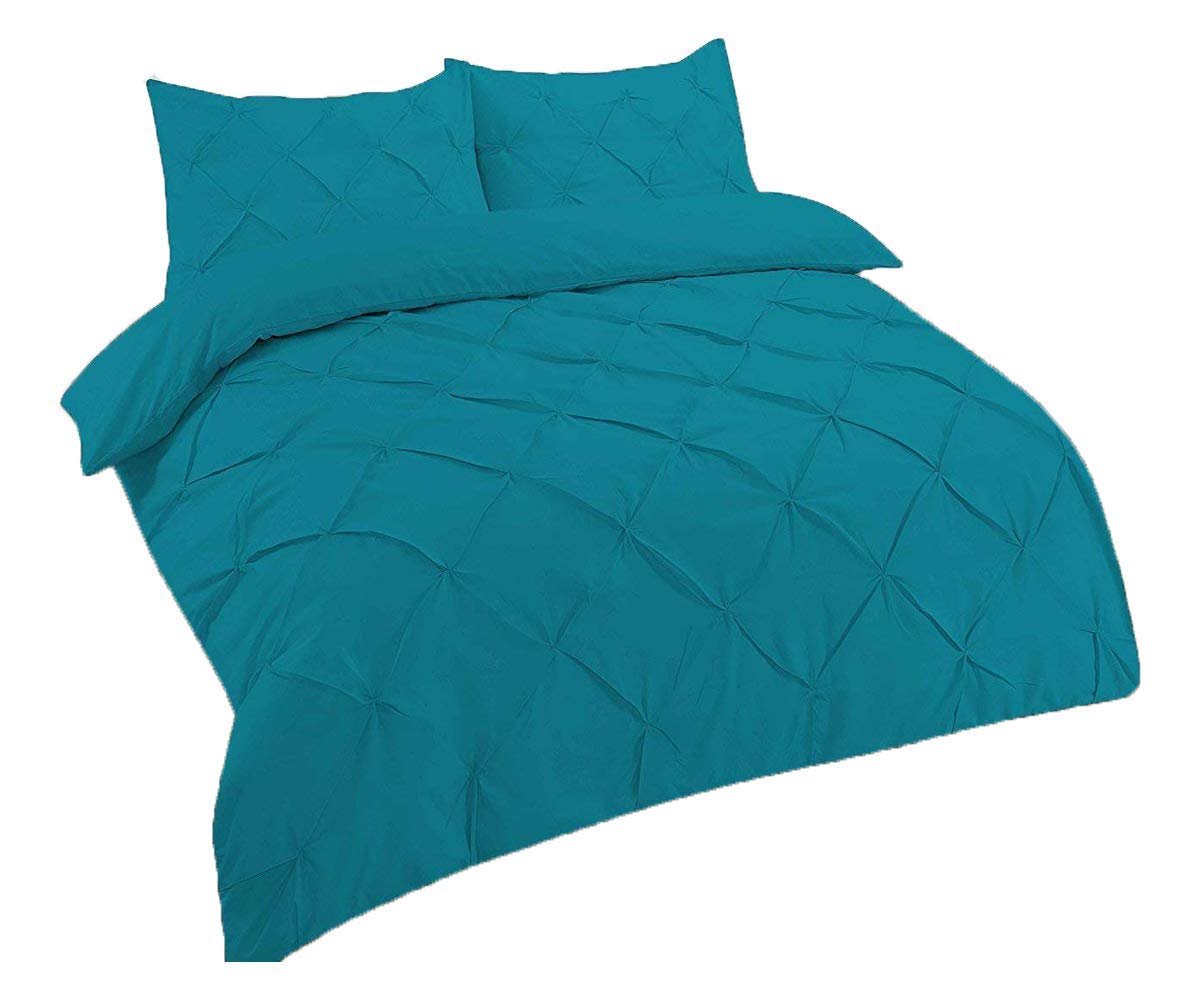 R&Z Dimond PinTuck Designer Duvet Cover Set Grey (Teal, King)