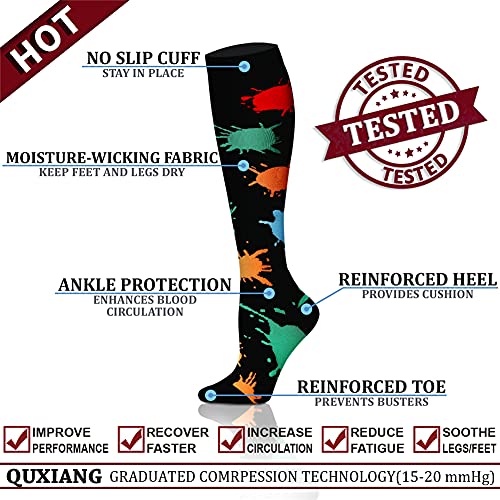 Image of QUXIANG Copper Compression Socks for Women & Men Circulation (8 Pairs) - Best for Running Athletic Cycling - 15-20 mmHg
