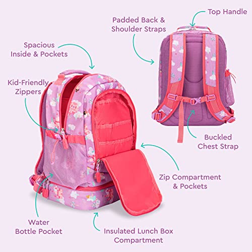 Bentgo® Kids 2-In-1 Backpack & Insulated Lunch Bag - Durable 16” Backpack & Lunch Container In Unique Prints For School & Travel - Water Resistant, Padded & Large Compartments (Fairies) #TOP2