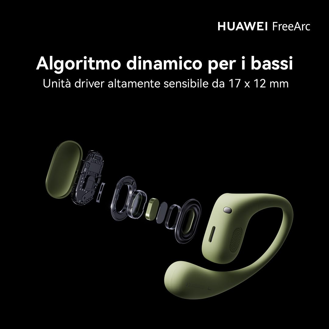 HUAWEI FreeArc Auricolari Open Ear, Auricolari Wireless Bluetooth, IP57, Fino a 28 ore, Cuffie Bluetooth Sport, iOS & Android & Windows, Nero