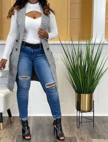 Image of Women's Casual Sleeveless Long Sweater Vest Open Front Cardigan Waistcoat