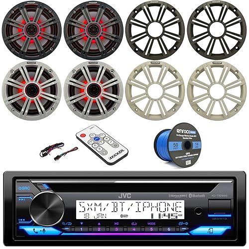 }{[gpI[fBIZbg Kenwood KMRD368BT Bluetooth CDv[[ V[o[ Kicker KM654 }`J[LEDXs[J[ yʃR + 14Q[W 50tB[g̃Xs[J[C[ 6.5" Speak