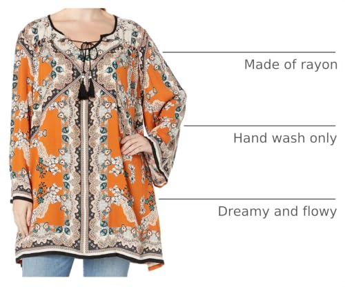 Image of Angie Women's Juniors Plus-size Spice Printed Bell-sleeve Dress