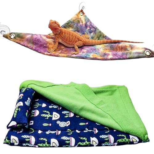 Mechpia Bearded Dragon Tank Accessories, Reptile Bedding Hammock Soft Fabric Warm Sleeping Pillow with Cover Substrate for Bearded Dragon Leopard Gecko Lizard