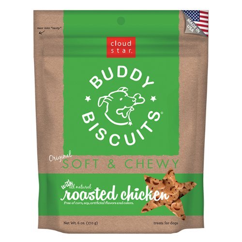 Cloud StarSoft & Chewy Buddy Biscuits Dog Treats, Roasted Chicken Flavor, 6 Oz Pouches (Pack of 6)