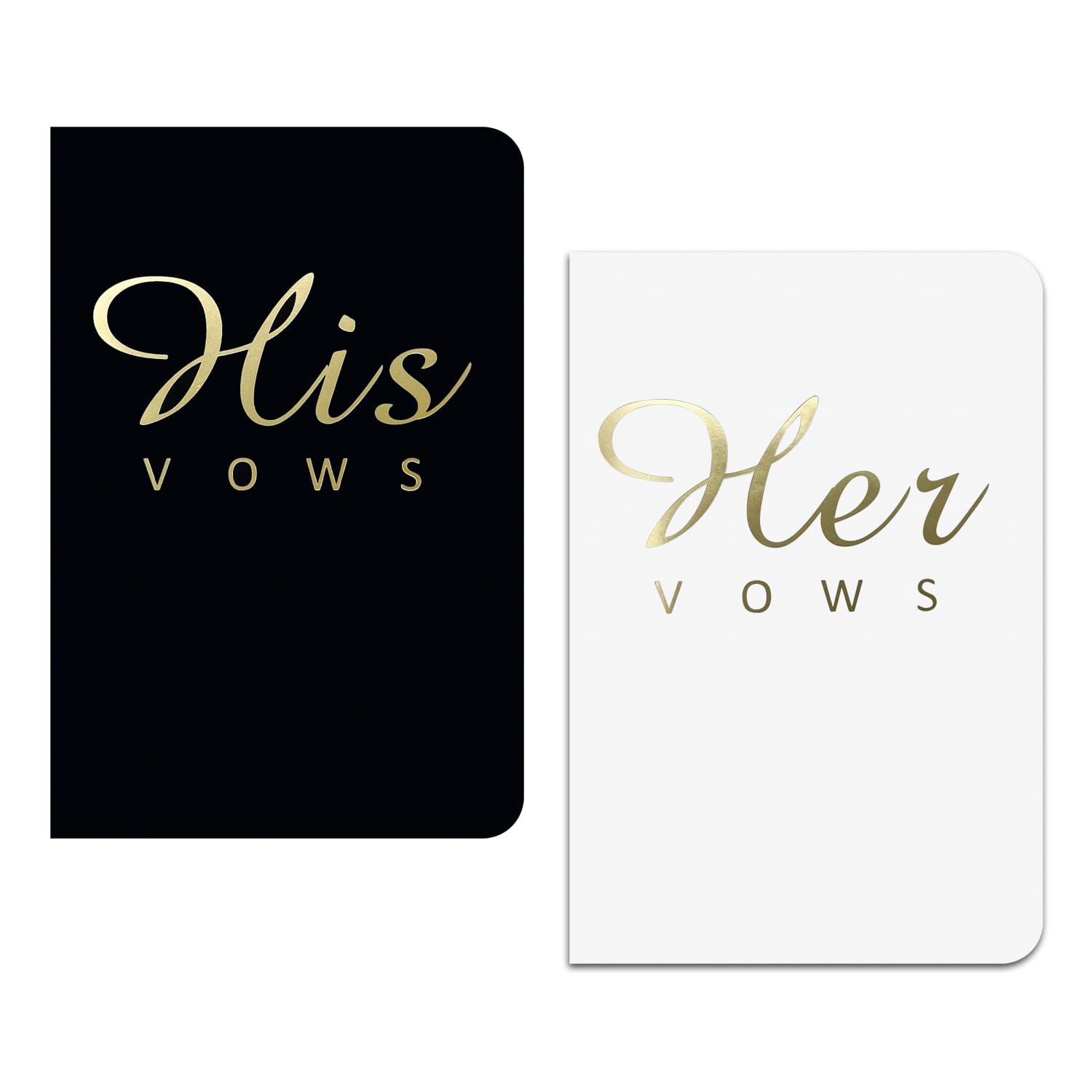 Wedding Vow Books His and Hers Touch Cover, Gold Foil Engraving Wedding Planne Book Set of 2 with 20 Pages - 6" x 4" Great for Vow Renewal (White, Black)
