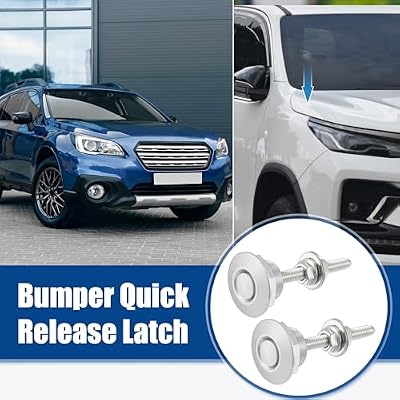 ACROPIX Silver Tone Bumper Quick Release Lock Latch Aluminum Alloy Hood Pin Lock Push Button Bonnet - Pack of 2
