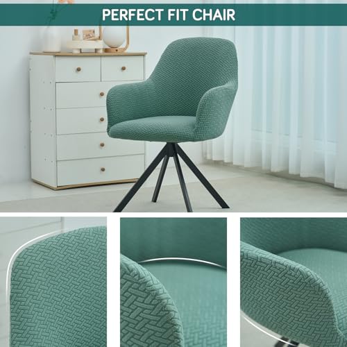 Image of HOKIPO Premium Jacquard Stretchable Swivel Chair Cover High Armrest Slipcover, Continental Green (AR-5356-GR)