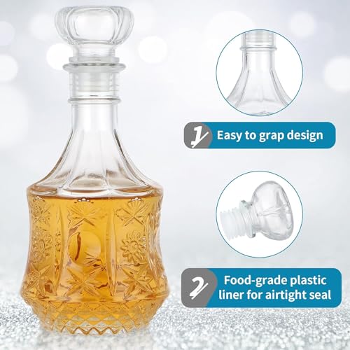 Image of European Style Glass Decanter Storage Container for Liquor, Whisky, Vodka, Scotch, Wine, Rum, Brandy, Champagne, Tequila, Juice (FLOWER800)