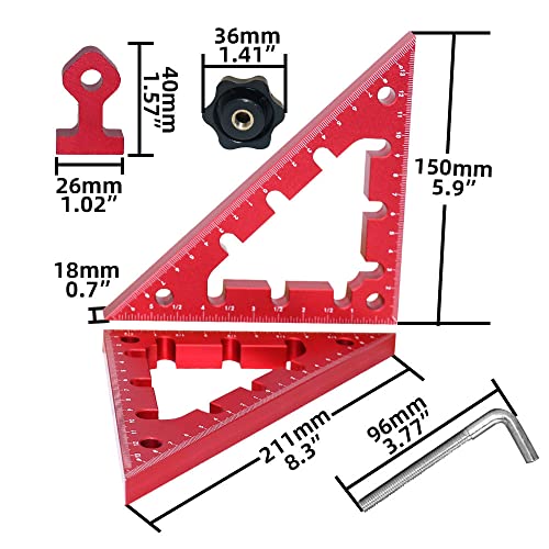 Qudai Grampos de ângulo reto de 45/90 graus, placa de emenda, quadrados, liga de alumínio, ferrament