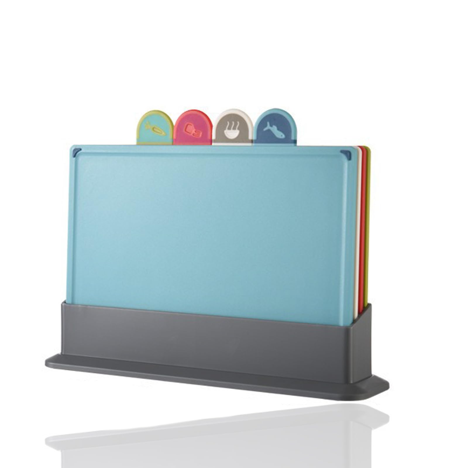 Schneidebrett-Set, Schneidebretter mit Ständer, rutschfeste Bretter für Küche, Kunststoffbrett-Set für Fleisch, spülmaschinenfest, 33,5 x 24,5 cm