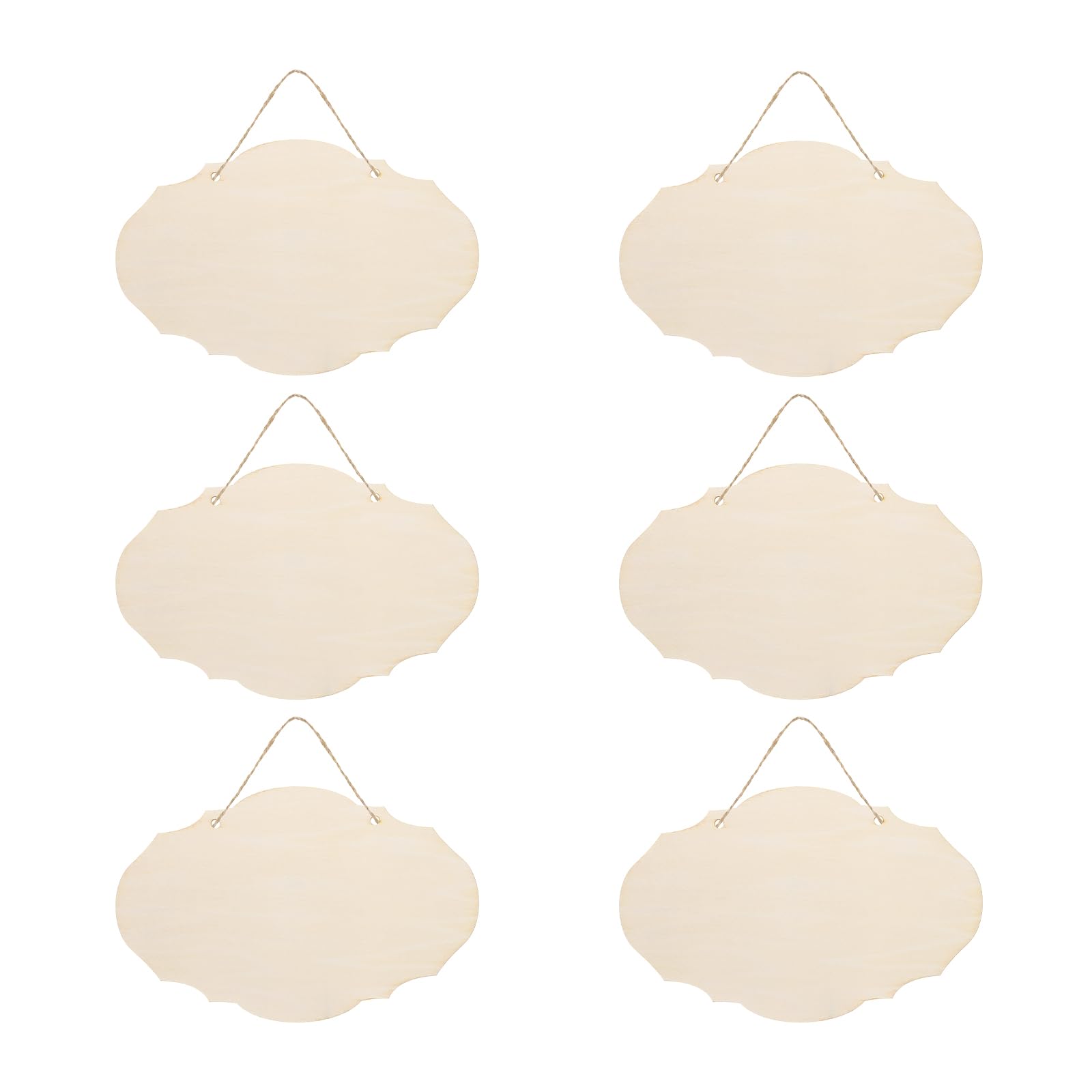 PATIKIL Unfinished Wood Sign, 6Pcs Blank Hanging Wooden Plaque DIY Craft Project for Door Hanger Painting Wall Art Wreaths Decorative, Style 1 โ image 1