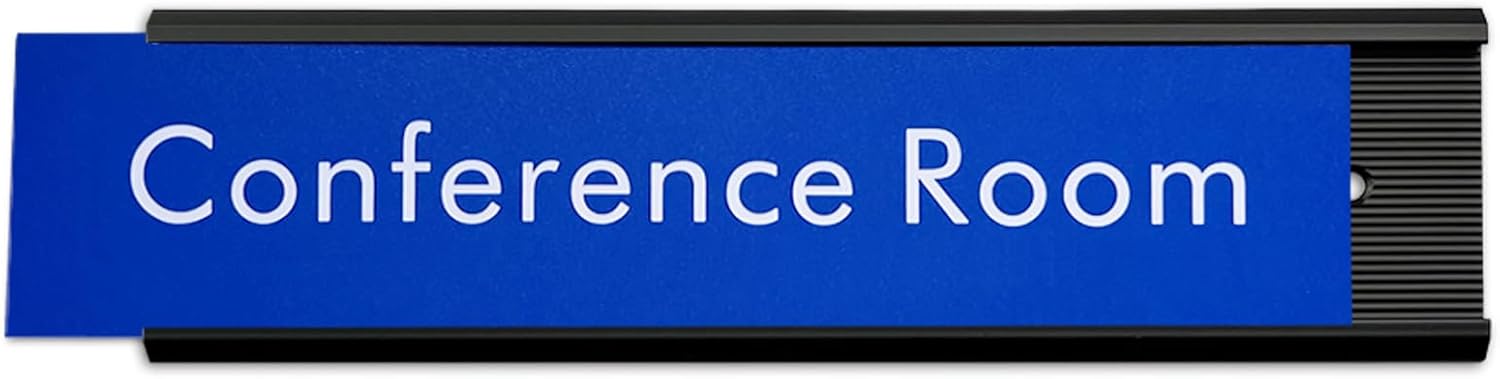 10 Pack Aluminum Name Plate Holders for Door or Wall, 2” x 8” Office Wall Mount Name Plate Holder with Textured Design and Double Sided Tape, for Office, Business, Meeting Room (Black) - Image 4