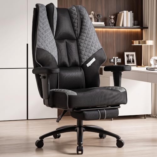 Image of DROGO Majestic Ergonomic Office Chair for Work & Home 400LBS | Big and Tall Boss Chair for Office with High Cushion, Lumbar Support, Padded Armrest, 135 Recline & Footrest,1 Yr Warranty (Black&Grey)