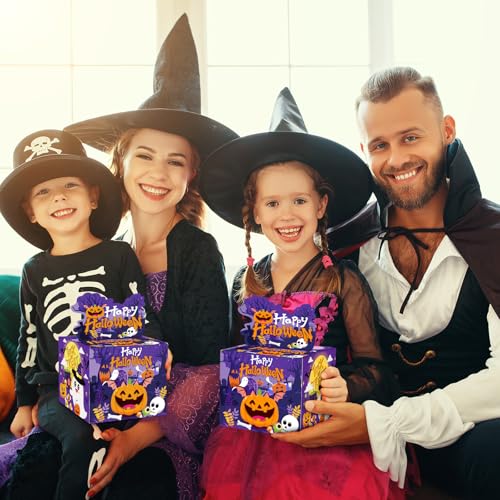 Halloween Money Pull Box for Cash Gifts - DIY Happy Halloween Surprise Gift Boxes with Pull Out Card and 50Pcs Transparent Bags Set for Kids Adults Helloween Birthday Party Supplies Favors Decorations - image 2