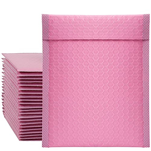QD BAG MART 6x10 Inches Poly Pink Bubble Mailers Self Seal Shipping Padded Envelopes Dvd Mailers , Pack of 25