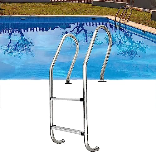 Escalera para piscina 2 peldaños anti-deslizante acero inoxidable miniatura 1