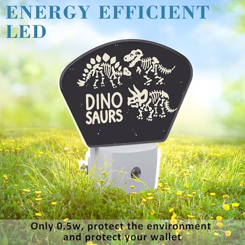 Image of Cute Skeletons of Dinosaurs Night Light for Kids, Dinosaurs Skeletons LED Night Light Plug into Wall with Dusk to Dawn Sensor for Girls Boys Bedroom, Hallway, Kitchen, Bathroom, Stairs Decor