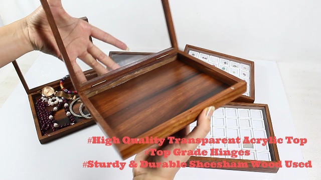 gemsindia Wooden Gemstone Display Storage Box with Acrylic Lid