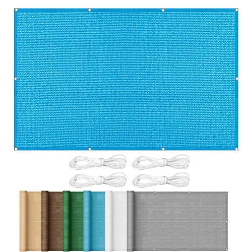 Sonnensegel Quadratisch 2 x 9.5 m Rechteckig Sonnenschirm Segel mit Ösen Hdpe Atmungsaktiv Wasserdurchlässig UV Schutz Ohne Bohren für Balkon Terrasse Garten, Blau