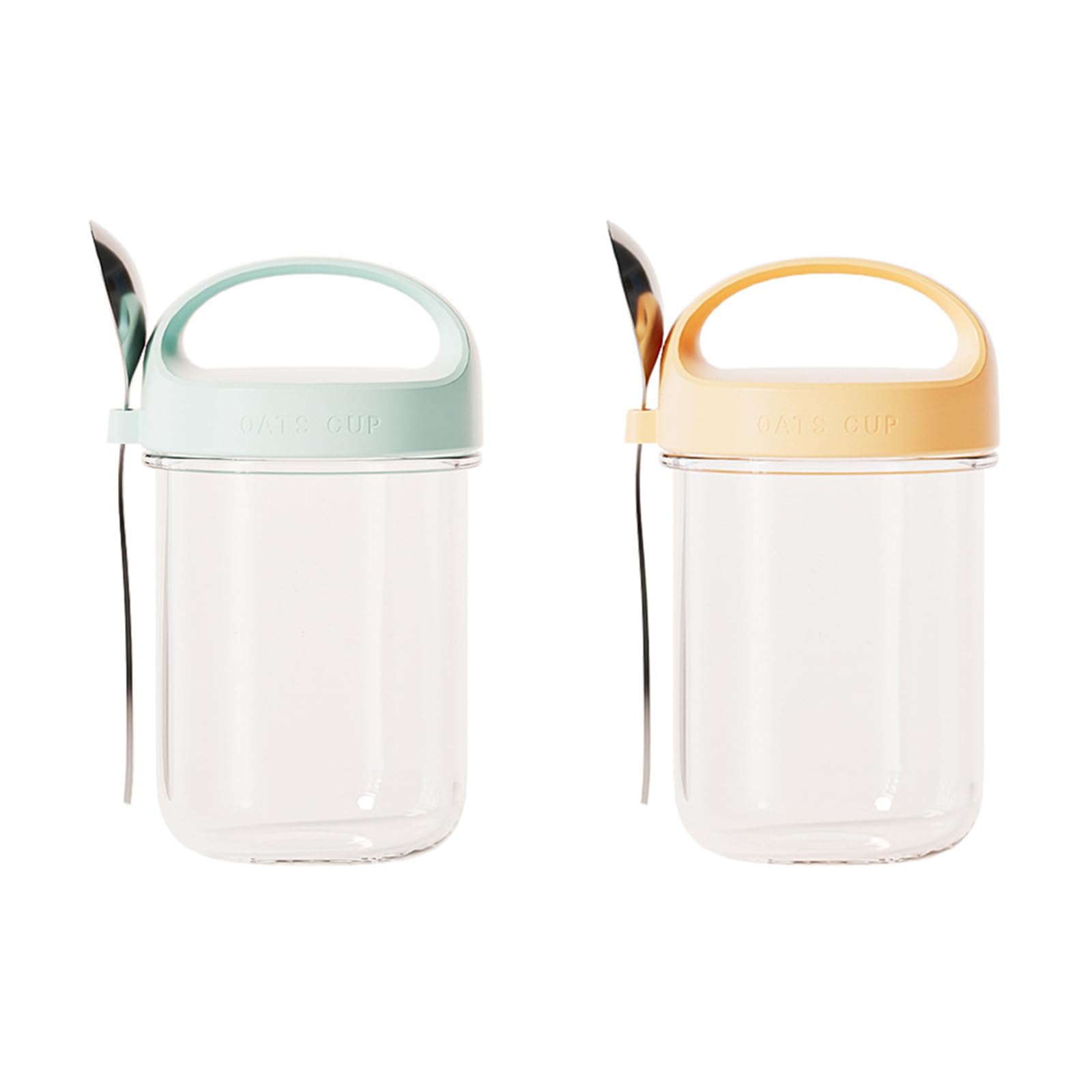 TQUXNGA Breakfast Cup with Carrying Handle and Spoon Leakproof Glass Oats Container Food Storage Box Kitchen Accessory Leak Glass Oatmeal Storage Jar
