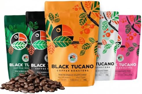 Black Tucano Coffee Roasters Kit com 5 Cafés Especiais Torrados e...