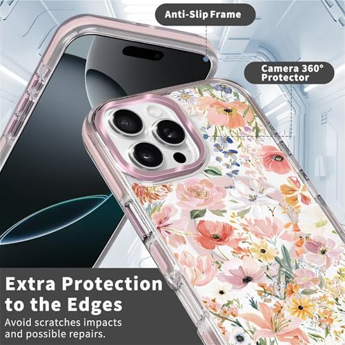 Coque transparente iPhone 16 Pro Max rigide fine avec finition florale - 5
