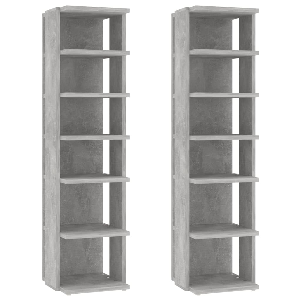 Étagère à chaussures en bois solide meuble élégant gris béton lot de 2