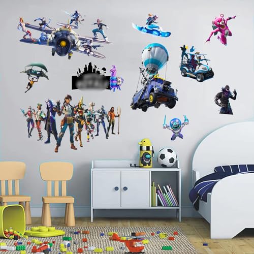 Battle Royale Video Game Themed Bedroom Wall Stickers 10Pcs/Sheet for Teen Boys Room Decoration Where We Droppin Boys Bedroom Wall Decals Wall Decor for Kids Waterproof Game Stickers for Laptop