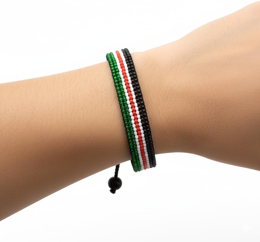 FAHARI Flag Bracelet - Adjustible Wrist Wrap Bracelet - Beaded and Boho Style Rope Bracelet - Country Flag Bracelet - Image 3